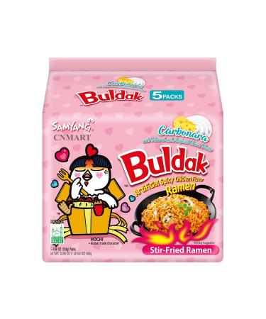 Samyang Buldak Carbonara Hot Chicken Ramen Noodles HALAL 650g (130g x 5) by CNMART 130.00 g (Pack of 5)