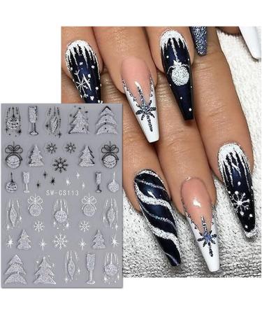 JMEOWIO 9 Sheets Christmas Nail Art Stickers Decals Self-Adhesive Red Snowflake Xmas Winter Holiday Nail Supplies Nail Art Design Decoration Accessories - Buy Online on SooperMarket.com