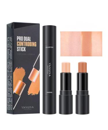 Yeweian 2 Colors Face Concealer Contour Stick  Double Head Highlight Stick  2 in 1 3D Contour Repair Highlight Pen  Face Cosmetics Sticks  Face Body Makeup Shading Foundation Cream Pen (02Lotus+Light Brown) 2 Colors Con...
