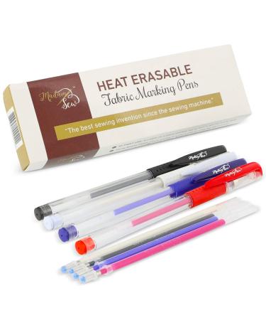 Madam Sew Heat Erasable Fabric Marking Pens | Quilting  Sewing  Crafts and Dressmaking I 4 Assorted Colors with 4 Refills