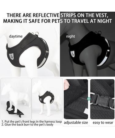 DKDDSSS Cat Harness and Lead Set Soft Mesh Harness for Outdoor Adjustable Reflective Strips Vest Harnesses Escape Proof Cat Kitten Walking Vest with Collar for Medium Cats Pets (M Black) - Buy Online on SooperMarket.com