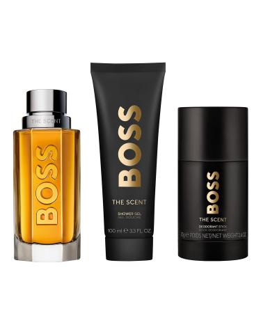 Hugo Boss The Scent Eau de Toilette Ambery Men's Cologne With Notes of Ginger Manika Fruit & Leather Accords Long Lasting Fragrance 3-Pc Set - Buy Online on SooperMarket.com