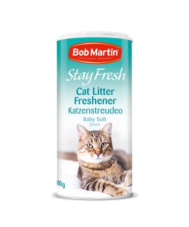 Bob Martin Cat Litter Freshener Powder Baby Soft Scent - Effective Odour Control for Longer Lasting Freshness Made in the UK (400g) 400 g
