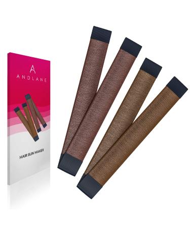 Hair Bun Maker French Twist Hair Fold Wrap Snap by Andlane (1 Brown, 1 Light Brown)