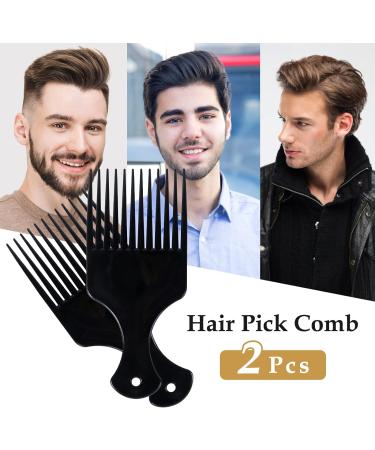 Sularpek 2 Pcs Afro Hair Comb Black Plastic Afro Hair Comb Hair Hair Pick Comb Smooth & Sturdy Wide Tooth Plastic Afro Pick for Detangling And Styling Curly Wavy Frizzy And Afro Hair - Buy Online on SooperMarket.com