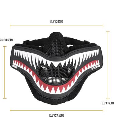 OneTigris X Storm Airsoft Mask - Tactical Mesh Face Protection with Removable Shark Jaw Morale Patch - Buy Online on SooperMarket.com