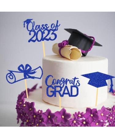 JINGLING Graduation Cake Toppers 24 Piece Graduation Cupcake Toppers Glitter Class of 2023 Graduation Caps Cupcake Picks for Party Cake Decorations Blue - Buy Online on SooperMarket.com