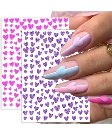 Taicols 10 Sheets 3D Design Nail Stickers Glitter Heart Nail Stickers Self-Adhesive Valentine's Day Nail Stickers Shiny Love Heart Nail Stickers DIY Nail Art Nails Decoration for Women Girls - Buy Online on SooperMarket.com