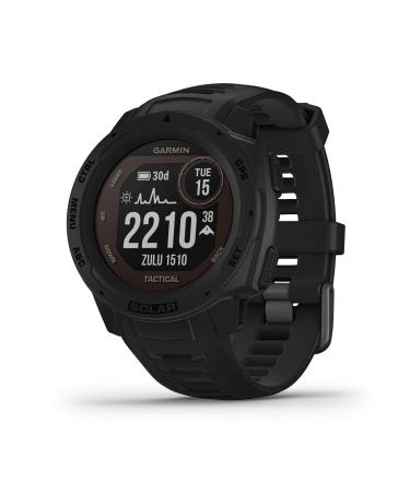 Garmin Instinct Solar , Rugged Outdoor Smartwatch with Solar Charging Capabilities and Tactical Features, Built-in Sports Apps and Health Monitoring, Black