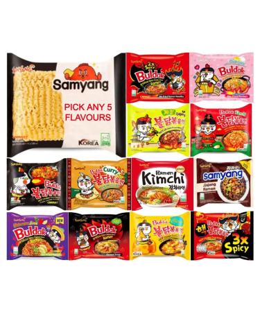 Samyang Hot Chicken Buldak Ramen Noodles Choose Any 5 Flavours to Customise (Pack of 10)