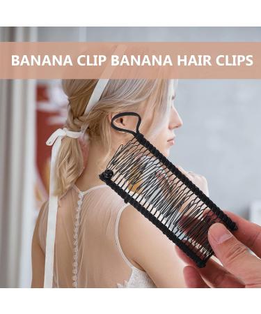 KALLORY 2pcs Vintage Stretch Banana Hair Clips | No Crease Hair Grip Styling Tool for Women - Black | 11.5X4.3X1CM - Buy Online on SooperMarket.com