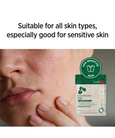 Soo AE Hanbang Cica Facial Mask - 12 EA | Soothing & Calming Korean Skincare Mask - Shop Internationally - Buy Online on SooperMarket.com