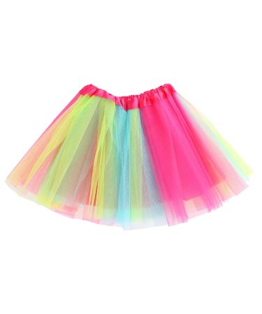 Kalione tulle skirt girl rainbow tutu multi -layer tulle rock princess dress stylish dance skirt for birthday party celebration festival