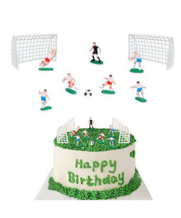 9pcs Football Cake Decoration Set Football Figures Cake Toppers Soccer Toppers for Cakes and Cupcakes Set Football Cupcake Topper for Sport Theme Party Decoration Supplies