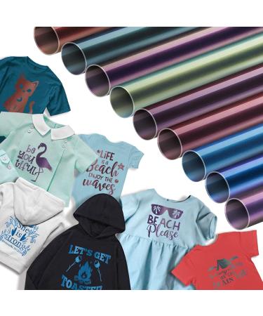Chameleon Heat Transfer Vinyl Bundle - 9 Pack 12x10 Iron-On Vinyl for T-Shirt DIY - Assorted Gradient Color Sheets - Blue - Buy Online on SooperMarket.com