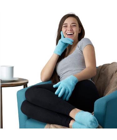 NatraCure Moisturizing Gel Booties & Gloves Set for Dry Hands, Feet, and Skin - Aqua Color - Buy Online on SooperMarket.com