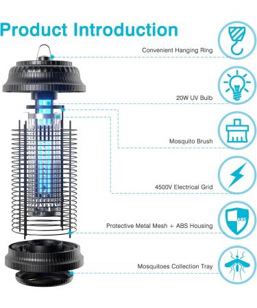 Palone 20W IPX4 Waterproof Electric Insect Killer - UV Mosquito Trap & Fly Trap for Indoor and Eaves Protection - Buy Online on SooperMarket.com