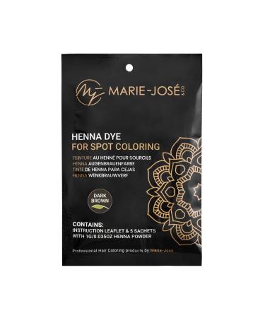 Marie-Jos & Co Henna Dye Set - Professional Grade Henna Tint for Spot Coloring - Good for 50 Applications (Dark Brown)