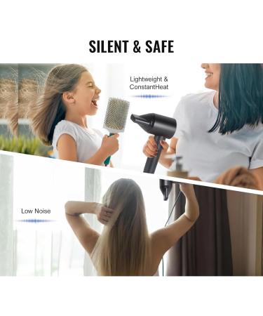 Professional Ionic Hair Dryer - 1800W Fast Drying Blow Dryer with Concentrator Nozzle for Home & Travel - Lightweight & Quiet (Black - Buy Online on SooperMarket.com