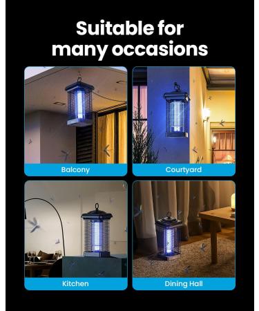 Gaiatop 4000V Bug Zapper Outdoor | Waterproof Electric Mosquito Killer for Home Backyard Patio - Black - Buy Online on SooperMarket.com