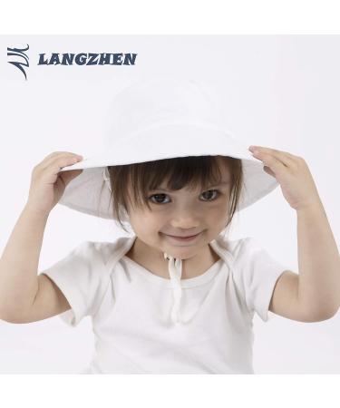 LANGZHEN Baby Girl's Adjustable Sun Protection Beach Hat - White XL - Buy Online on SooperMarket.com