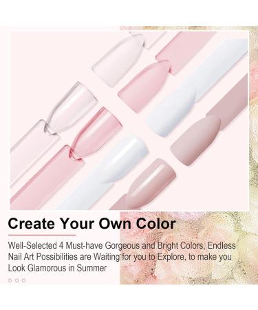 8 in 1 Dip Powder Starter Kit - Clear Pink French White Nude Colors - Daily Makeup Fine Dipping Powder Set with Liquid, Brush Cleaner, Base, Top & Activator - 18g - Buy Online on SooperMarket.com