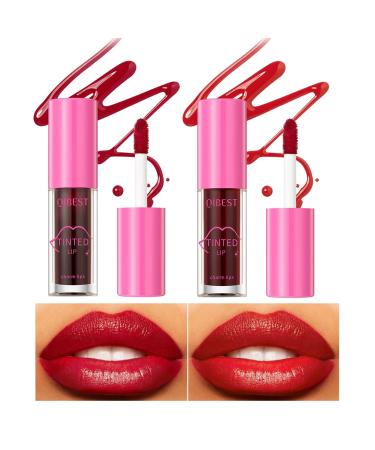 Lip Tint Stain Set 2 Colors Lip Tint Korean Stain Set Tinta Para Labios Waterproof Long Lasting Plumping Lip & Cheek Tint Moisturizing Non-sticky Easy Apply Water Lipstick