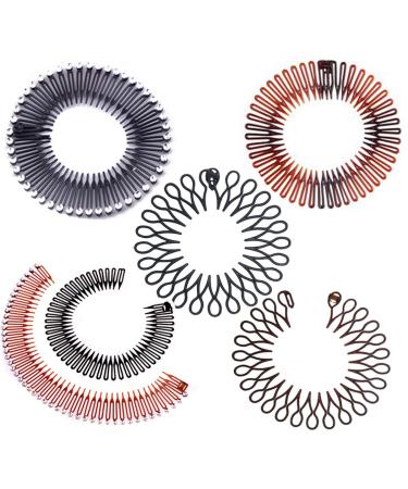 6PCS Stretch Flexible Hair Combs Headband Tooth Headband Women's Fashion Stretchy Circle Flexible Comb Teeth Headband Hair Clips Hoop