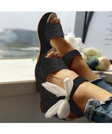 Gufesf 2022 Platform Sandals for Women - Sexy Polka Dot Wedge Sandals, Open Toe High Heel Shoes in Black - Size 8 - Buy Online on SooperMarket.com