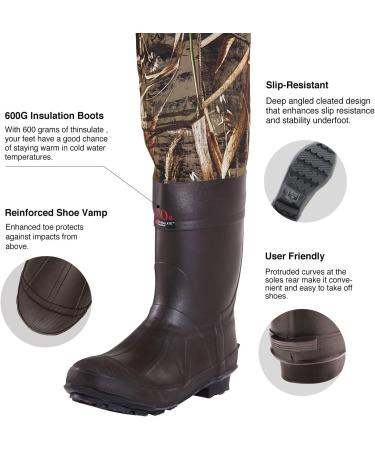TIDEWE Hunting Waders with Boot Hanger & 600G Insulation | Waterproof Neoprene Chest Waders | Realtree Max 5 | Size 10 - Buy Online on SooperMarket.com