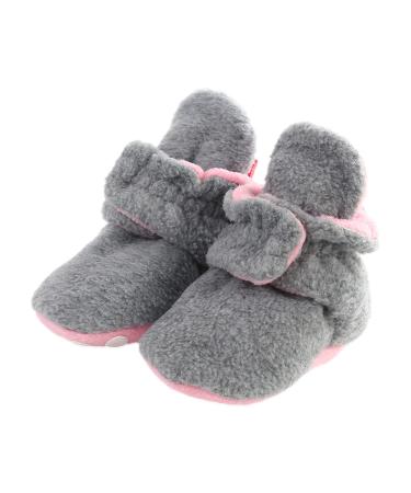 TMEOG Baby Booties Slippers Infant Boots Newborn First Walking Shoes Baby Winter Sock Crib Shoes for Boys Girls 0-18Months 6-12 Months B Light Grey Pink Furry