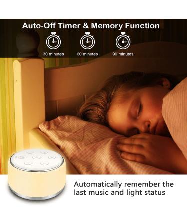 Portable White Noise Machine with Night Light for Sleeping Baby Kids - 34 Soothing Sounds, USB Rechargeable, Auto-Off Timer - Ideal Sleep Aid for Adults, Babies, and Travel - Buy Online on SooperMarket.com