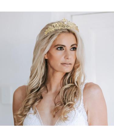 YISSION Gold Crown and Tiara Crystal - Queen Crown for Women & Girls | Birthday, Wedding, Prom, Cosplay - Buy Online on SooperMarket.com