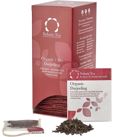 Solaris Tea - Organic Darjeeling Tea | 100% Organic Whole Leaf Tea | Certified Vegan | 40x Biodegradable Stitched Teabags (1 x 60 g)