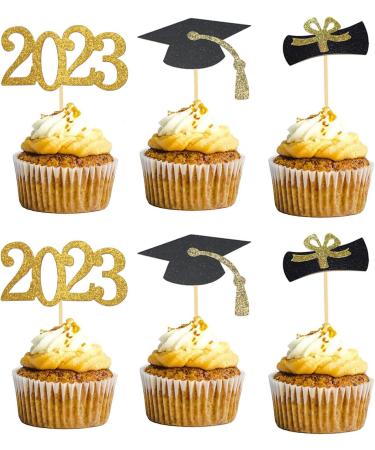 48pcs 2023 Graduation Cupcake Toppers Baking Decoration Exquisite Grad Cap Set Appetizer Picks For Graduation Party Graduation Toppers 2023 - Buy Online on SooperMarket.com