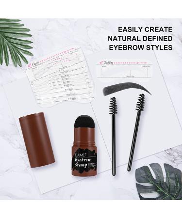 Waterproof Eyebrow Stamp Stencil Kit with 10 Reusable Stencils and 2 Pencil Brushes - Hairline Shadow Powder Stick Included (Black) - Buy Online on SooperMarket.com
