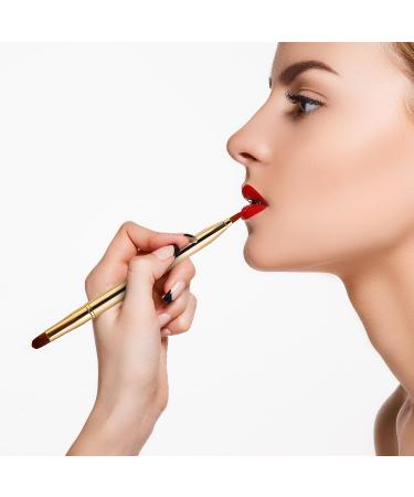 Retractable Dual End Lip Makeup Brush | Portable Lipstick & Concealer Brushes - Gold - Buy Online on SooperMarket.com