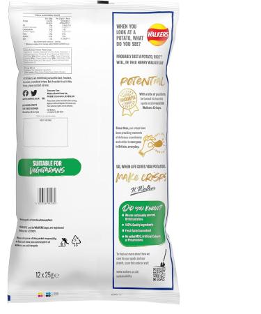 Walkers Cheese and Onion Vegetarian Multipack Crisps Ideal for Lunch and Snacking 12x25 g (Pack of 2) 25 g (Pack of 24) - Buy Online on SooperMarket.com