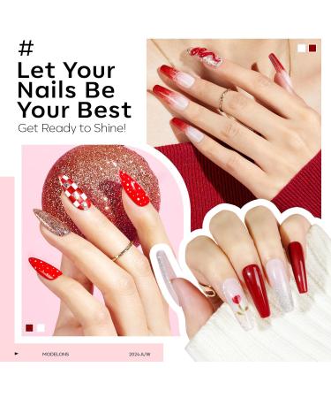 Modelones Gel Nail Polish 6 Colors White Glitter Winter Gel Nail Kit Sparkle Candy Cane Burgundy Dark Rose Champagne Silver Soak Off U V Gel Nail Art Manicure DIY Valentine s Day Gifts for Women Glitter Silver - Buy Online on SooperMarket.com