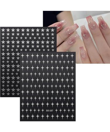 JMEOWIO 12 Sheets Colorful Star Nail Art Stickers Decals - Self-Adhesive Silver Design Decoration Supplies - Buy Online on SooperMarket.com