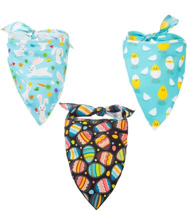 Native Pup Easter Dog Bandana| 3-Pack| Spring Scarf Set Eggs  Bunnies  Chicks (Easter  Large) Large (Pack of 3) Easter Pack 1 - Buy Online on SooperMarket.com