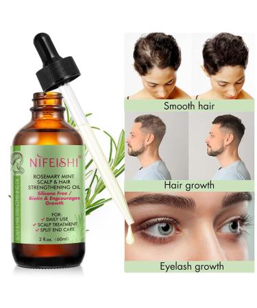 100% Pure Natural Rosemary Essential Oil for Hair Growth with Scalp Massager - Nourish Your Scalp (60ml - Buy Online on SooperMarket.com