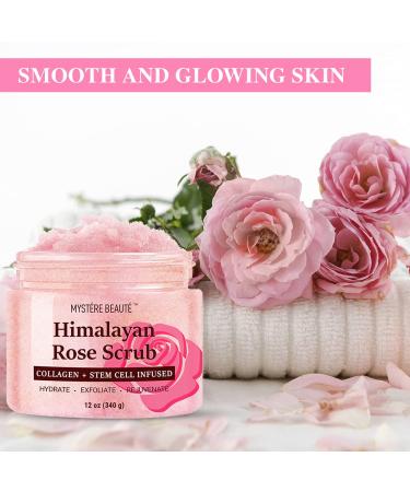 Himalayan Salt Body Scrub with Collagen and Stem Cells 12 oz - Exfoliating Salt Scrub for Cellulite, Acne Scars, Wrinkles - Deep Cleansing and Moisturizing Formula - Buy Online on SooperMarket.com