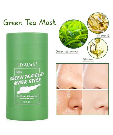 Liyalan Green Tea & Rose Mask Stick Duo - Deep Cleanse, Blackhead Remover, Skin Brightening, Pore Cleansing - Buy Online on SooperMarket.com