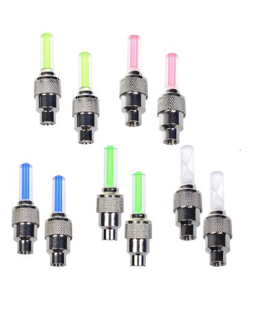 Dkiigame 10 Pack of Led Flash Tyre Wheel Valve Cap Light for Car Bike Bicycle Motorbicycle Wheel Light Tire (2 x Red, 2 x Yellow, 2 x Blue, 2 x Green, 2 x Colorful)