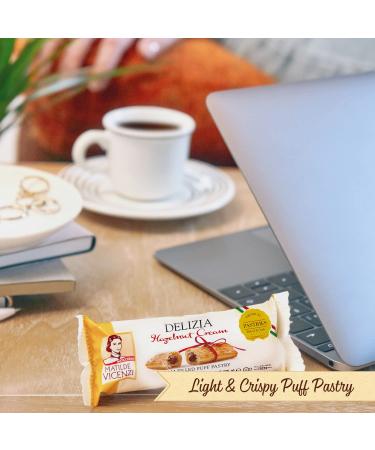 Delizia Hazelnut Cream Puff Pastry Rolls 4-Pack - Made in Italy | All-Natural Kosher Dairy - 4.41oz (125g) Box by Matilde Vicenzi - Buy Online on SooperMarket.com