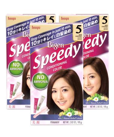 Bigen Speedy Conditioning Color Kit: 5 Deep Chestnut - 3 Pack