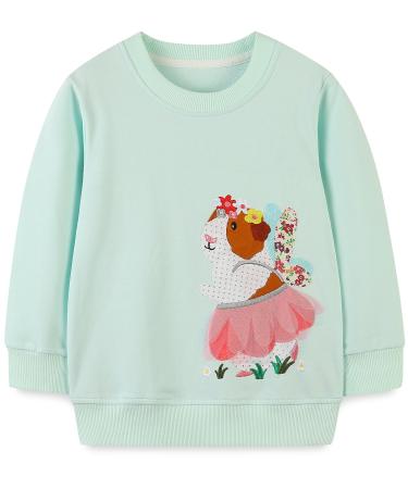Girls Sweatshirt for Kids Cotton Top Casual Jumper Girl T Shirt Toddler Clothes Long Sleeve Pullover Age 1-12 Years 5-6 Years 03 Blue