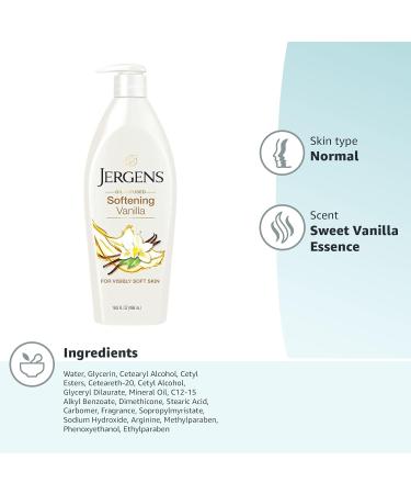 Jergens Softening Vanilla Oil-Infused Moisturizer 16.8oz | Soothing Full-Body Moisture with Sweet Vanilla Essence | International Shipping Available - Buy Online on SooperMarket.com
