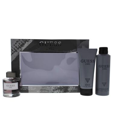 Guess 1981 for Men - 3 Pc Gift Set 3.4oz EDT Spray 6oz Deodorant Body Spray 6.7oz Shower Gel